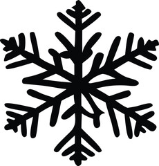 Intricate black snowflake silhouette detailed icy winter crystal design for seasonal celebrations and cold weather themes
