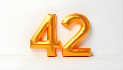 42 Number air inflatable balloon isolated on white background