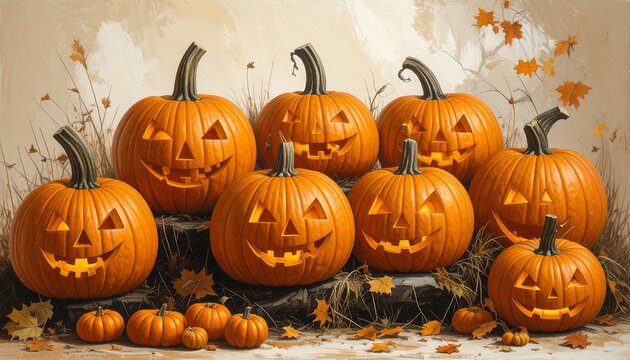 Halloween pumpkins in autumnal setting (1)