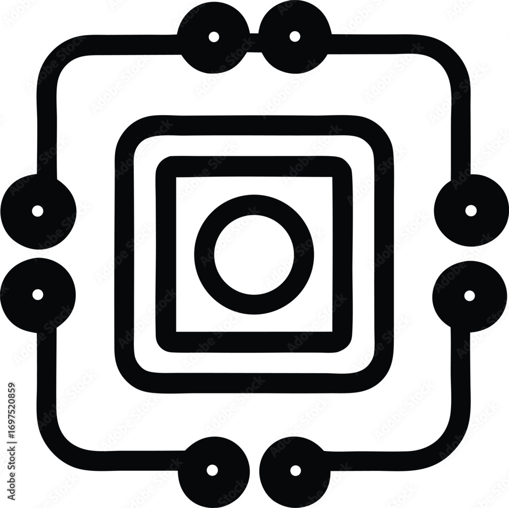 Poster abstract geometric circuit board microchip symbol design technology innovation digital connection ab