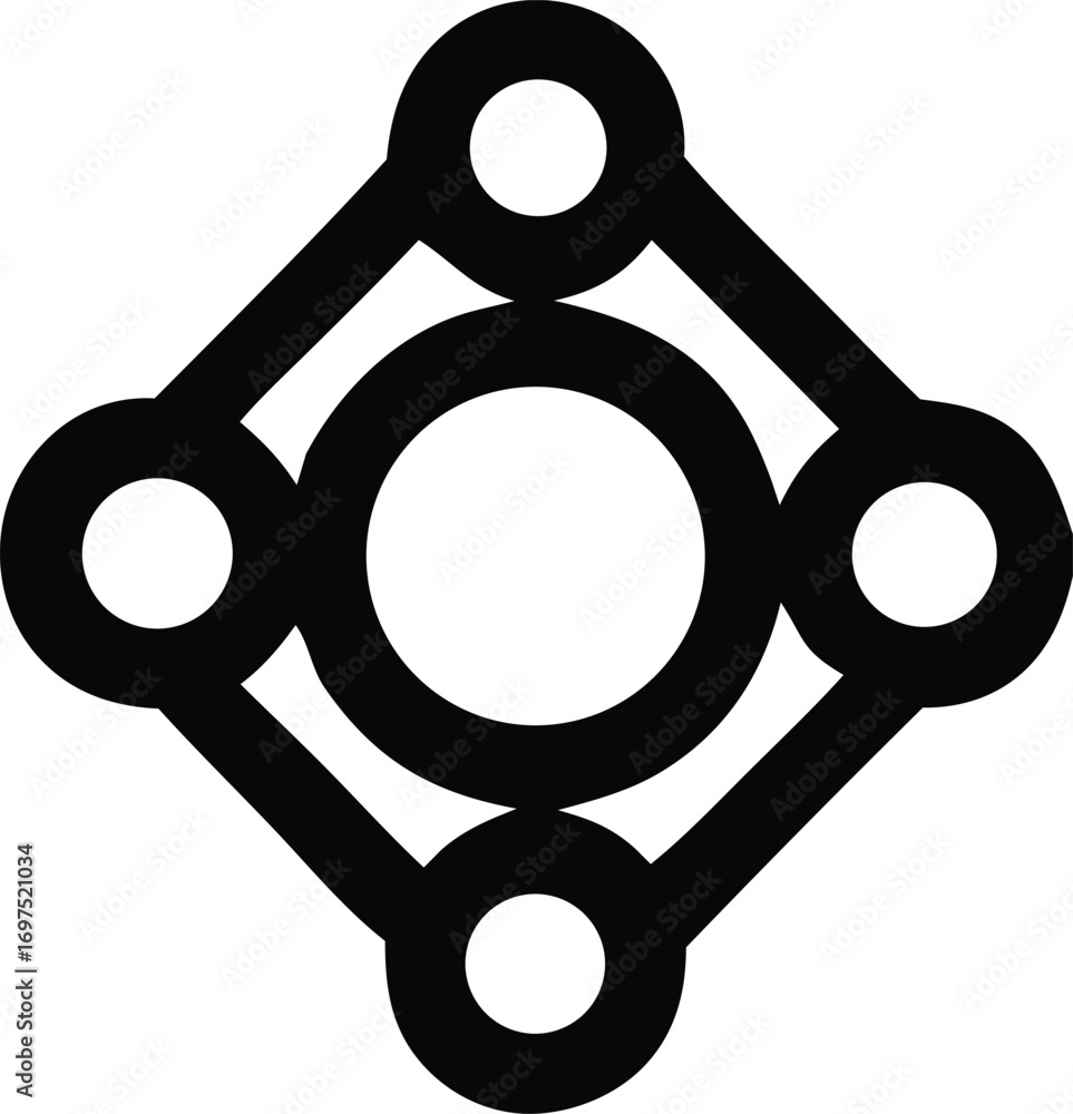 Poster abstract geometric symbol with interconnected circles and diamond shape for modern designs and conce