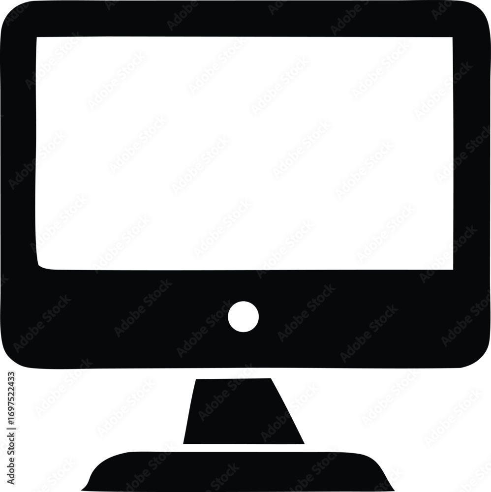 Aufkleber simple black and white icon of a computer monitor displaying a blank screen ready for digital conten