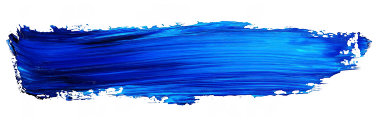 A single brushstroke of bright blue paint showcases detailed texture