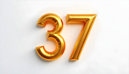 37 Number air inflatable balloon isolated on white background