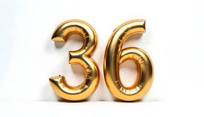 36 Number air inflatable balloon isolated on white background