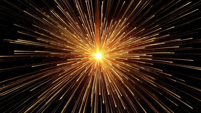 Close-Up of a Sparkler Igniting and Radiating Bright Golden Light in a Dark Background Creating a Mesmerizing Display of Fiery Sparks and Energetic Motion