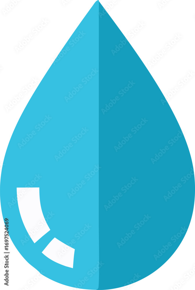 Poster abstract blue water drop shape icon with smooth curves and subtle shadows for hydration or purity co