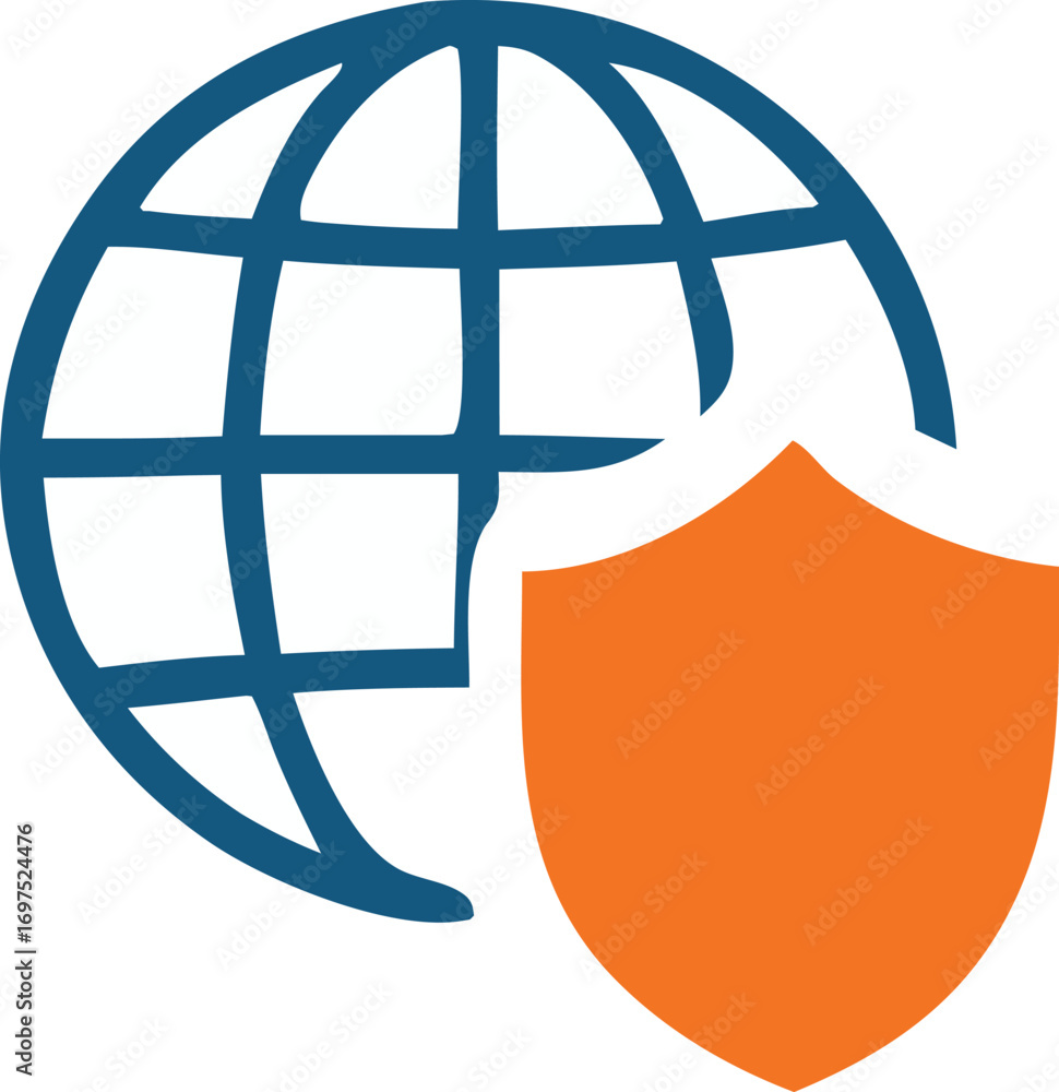 Aufkleber global network security protection internet shield icon representing online safety and cybersecurity
