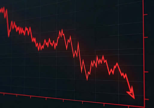Red arrow graph showing a downward trend 
