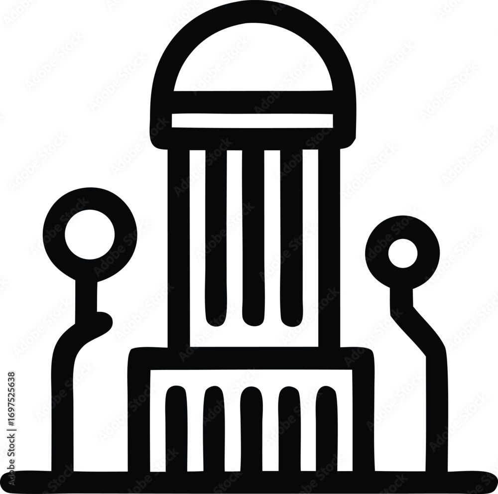 Poster abstract stylized building icon represents architecture landmark symbol or monument with simple geom