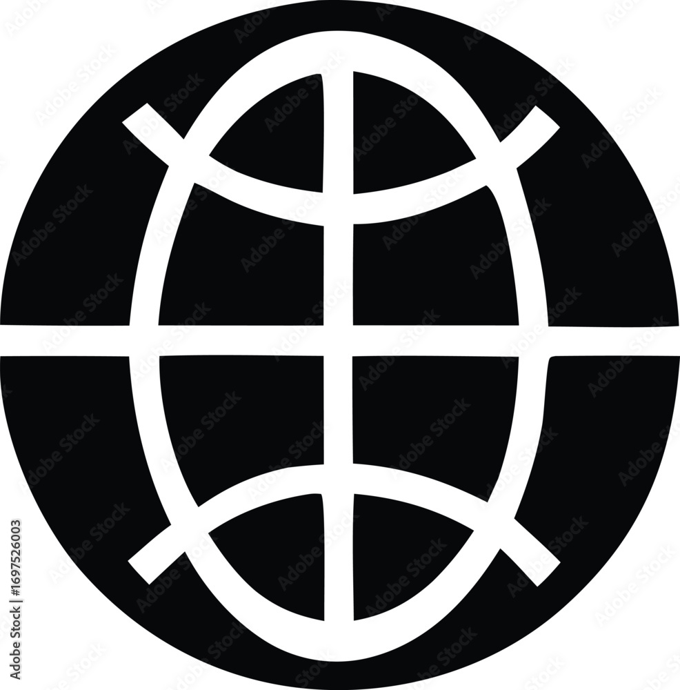 Poster monochromatic globe symbol representing global connection and internet access distinctive earth icon