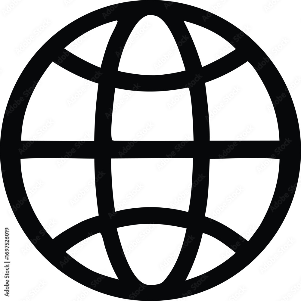 Poster global network icon simple clean design representing internet connectivity world wide web and digita