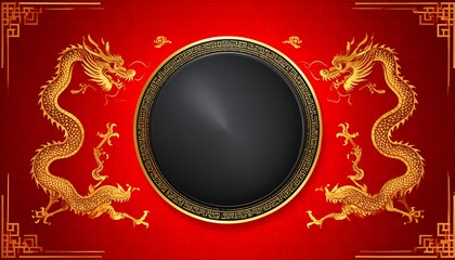 Gold dragons frame empty red banner