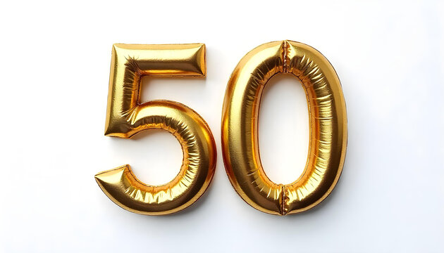 50 Number air inflatable balloon isolated on white background