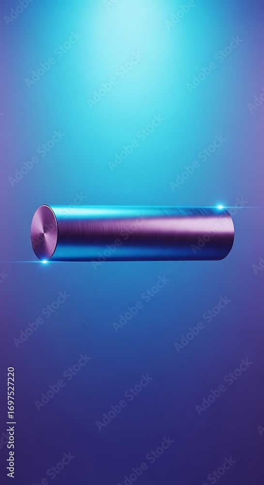 Poster gradient background with iridescent cylinder and light beam effect