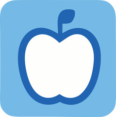 Simple blue apple icon represents healthy eating and education fruit symbol for food and learning apps digital graphics