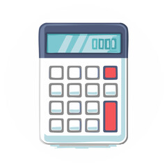 Illustration of a white calculator with numbers showing on display, accounting, finances, and calculations