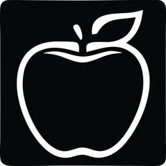 Simple line art apple icon for education health food technology and nutrition themes