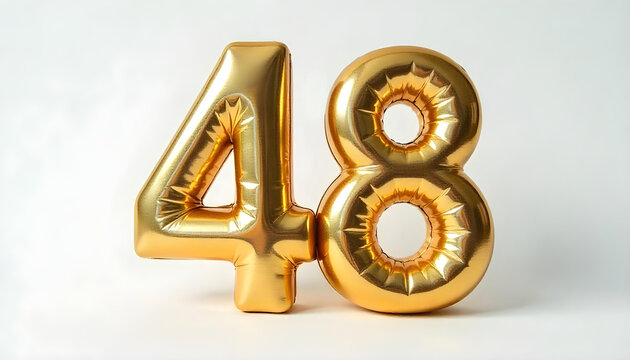 48 Number air inflatable balloon isolated on white background