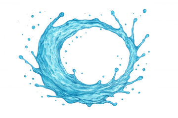 Fototapeta premium Refreshing blue water forming a dynamic circular splash, ideal for highlighting designs or text on a transparent background