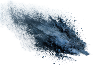 Abstract splatter of muted blue and gray.  A textured, irregular shape, with flowing, layered marks