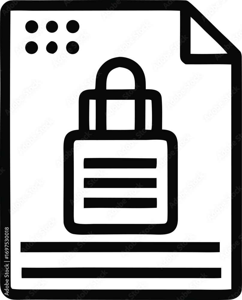 Poster medical document icon with dropper bottle and data points representing health records and research