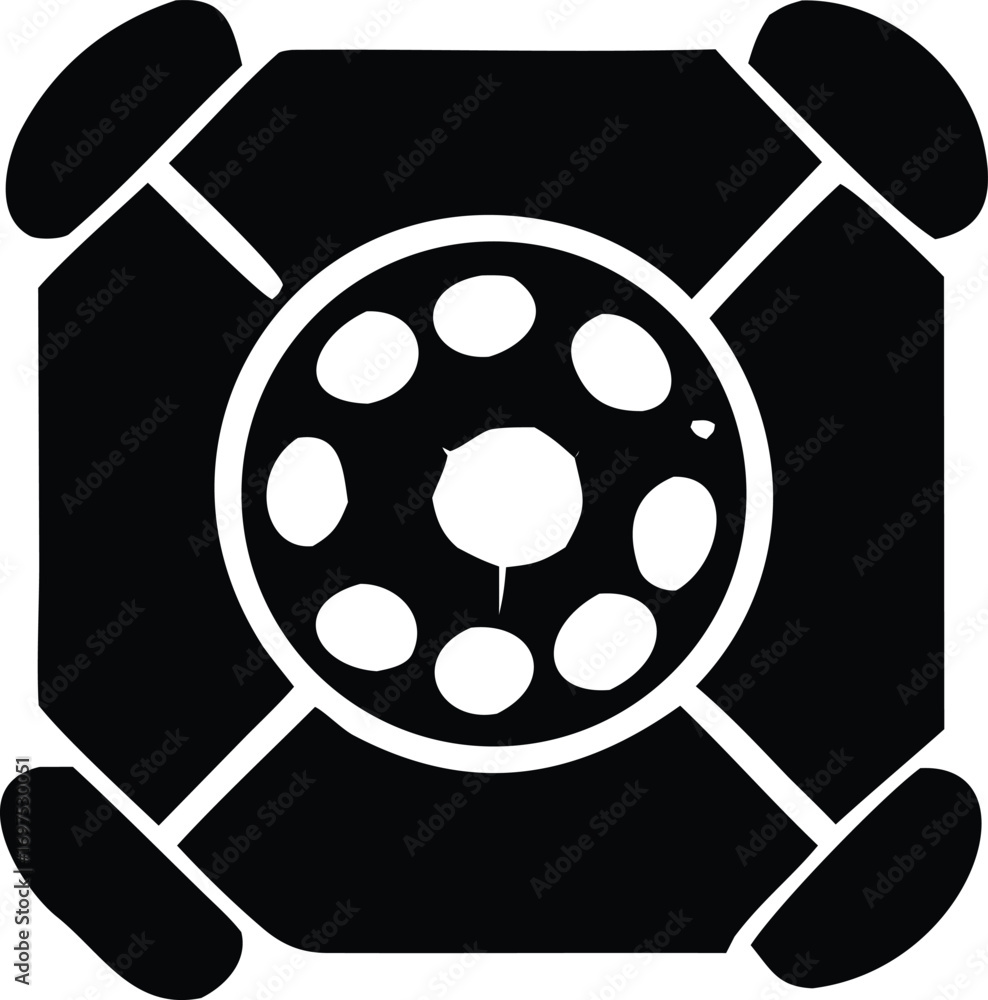 Poster abstract black and white geometric icon symbol representing technology and innovation with circular 