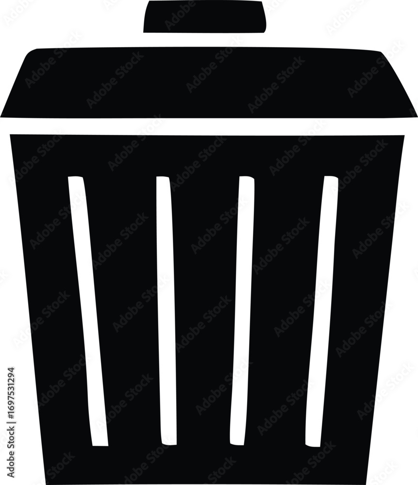 Poster simple trash can icon graphic representing delete remove erase waste bin garbage disposal recycling 