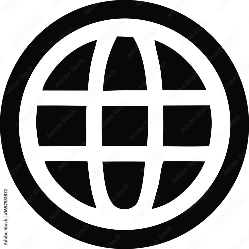 Poster global network symbol simple black and white globe icon representing internet connection and worldwi