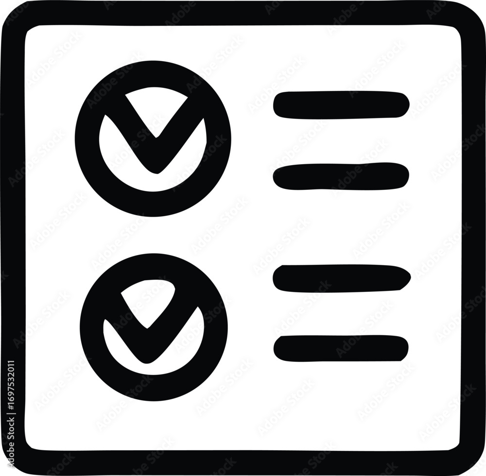 Poster hand-drawn checklist icons with checkmarks and list items offering a simple visual representation of