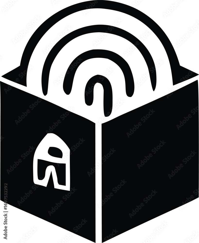 Aufkleber abstract symbol for knowledge discovery and innovation out of a box concept visual representation