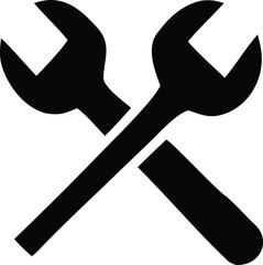 Crossed wrenches icon symbol for mechanic repair tool service industry automotive maintenance workshop maintenance