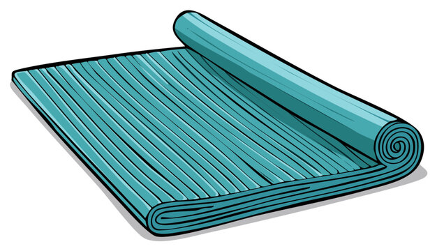 teal yoga mat rolled up clip art preview
