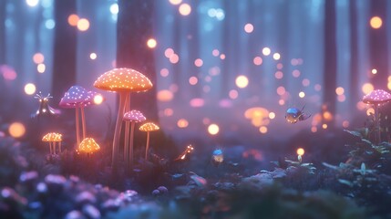 Dreamlike enchanted forest glowing in moonlight high resolution picture