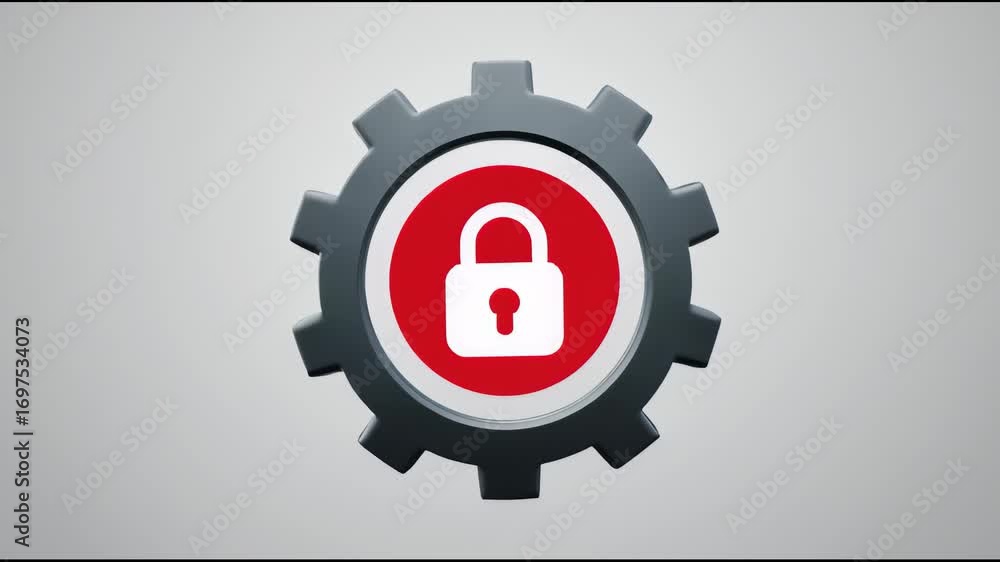 Aufkleber advanced technology security with gear and lock icon, symbol for complete data protection. robust pr