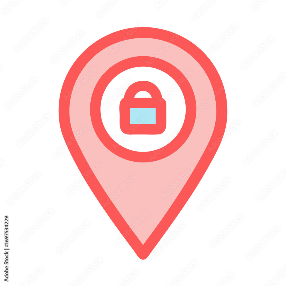 Poster secure location pin icon symbolizing privacy and security