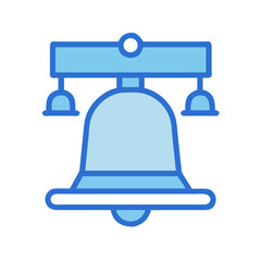 Liberty Bell icon in blue on a black background