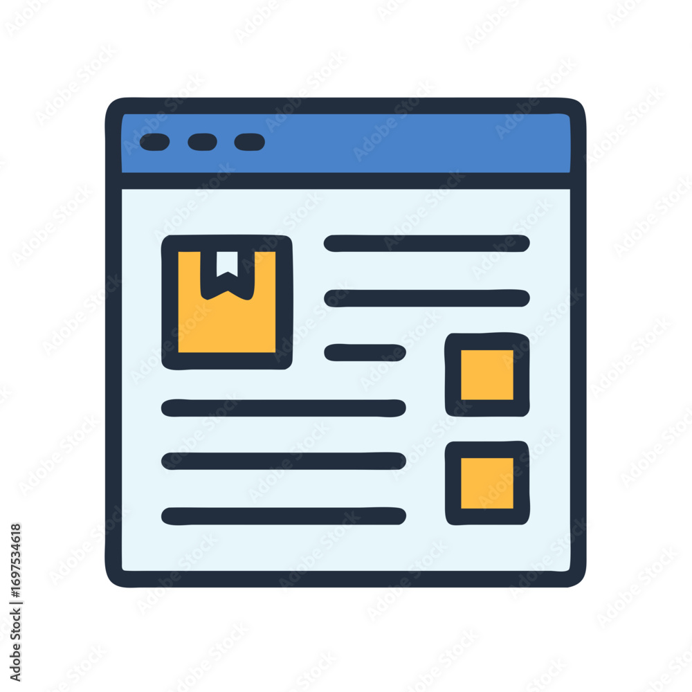 Poster package tracking interface on web browser simple outline icon