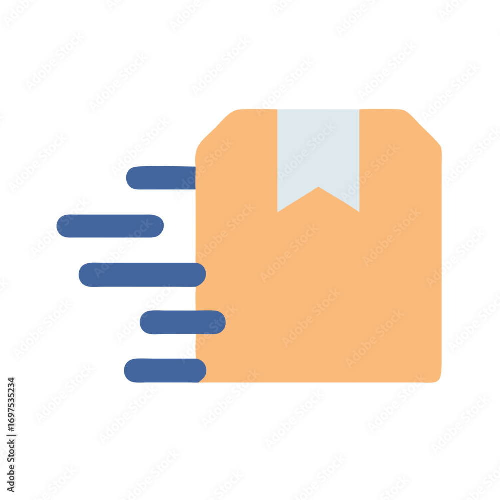 Poster fast delivery concept showing moving package on a black background
