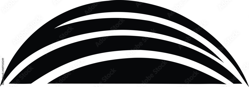 Poster abstract semicircle design with curved black lines on white subtle texture a minimalist graphic symb