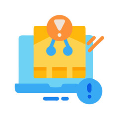 Laptop with network error warning or alert message display