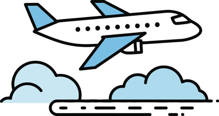 Cartoon Airplane Flying Through Clouds