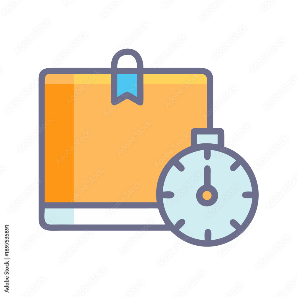 Poster fast delivery concept depicting a package and a timer