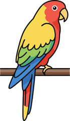 Colorful cartoon parrot perched on a branch