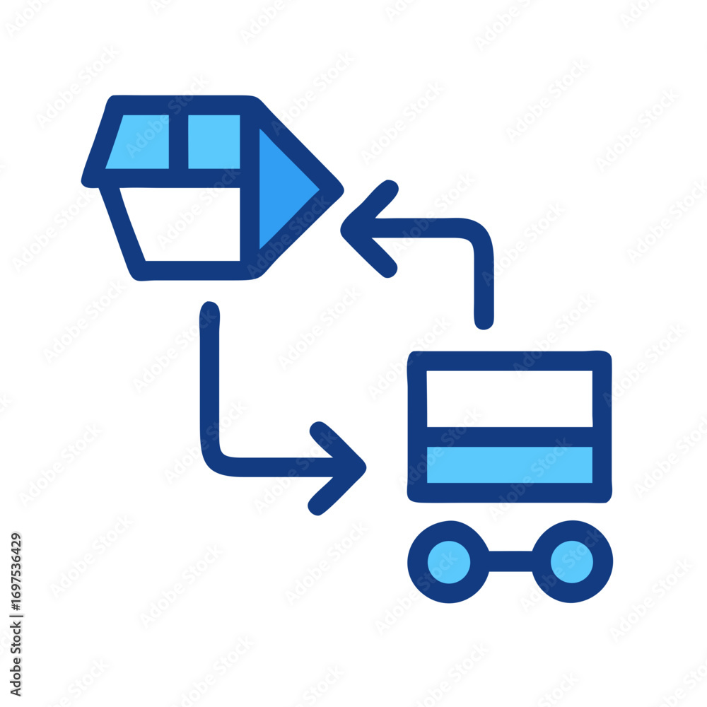 Aufkleber delivery process icon demonstrating efficient transportation and product returns