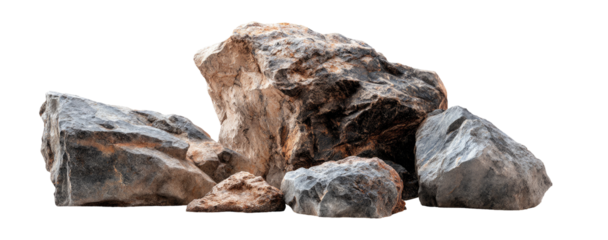 Collection of various sized rocks, muted tones of gray and tan