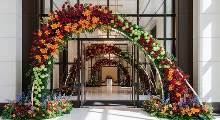 Elegant Floral Archway Entrance Decoration for Special Events.