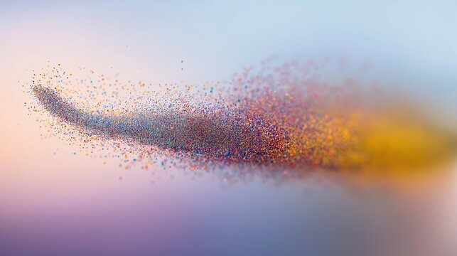 conceptual. Abstract data visualization as a colorful particle cloud, representing modern tech concepts. product launch decks.