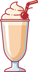 Delicious Creamy Milkshake with Cherry and Straw