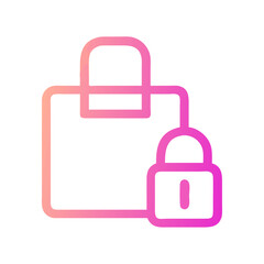 Secured online shopping bag icon concept with padlock